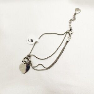 Elegant Silver Heart Pendant Bracelet
